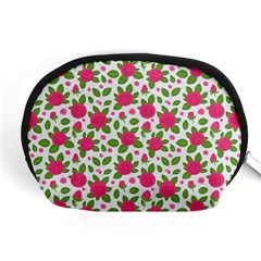 Flowers Leaves Roses Pattern Floral Nature Background Accessory Pouch (medium)