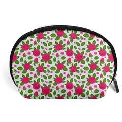 Flowers Leaves Roses Pattern Floral Nature Background Accessory Pouch (large)