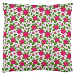 Flowers Leaves Roses Pattern Floral Nature Background Standard Premium Plush Fleece Cushion Case (one Side)