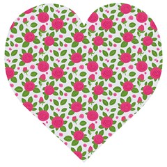 Flowers Leaves Roses Pattern Floral Nature Background Wooden Puzzle Heart by Maspions