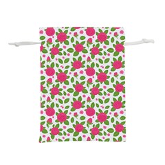 Flowers Leaves Roses Pattern Floral Nature Background Lightweight Drawstring Pouch (m)