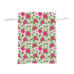 Flowers Leaves Roses Pattern Floral Nature Background Lightweight Drawstring Pouch (l) by Maspions