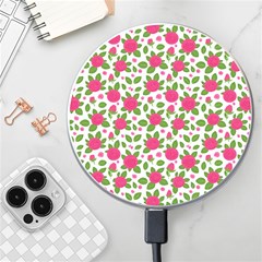 Flowers Leaves Roses Pattern Floral Nature Background Wireless Fast Charger(white)