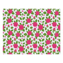 Flowers Leaves Roses Pattern Floral Nature Background Premium Plush Fleece Blanket (large)