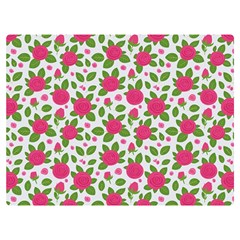 Flowers Leaves Roses Pattern Floral Nature Background Premium Plush Fleece Blanket (extra Small)