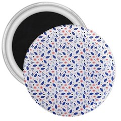 Background Pattern Floral Leaves Flowers 3  Magnets