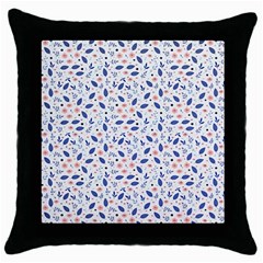 Background Pattern Floral Leaves Flowers Throw Pillow Case (black)