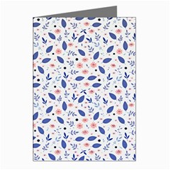 Background Pattern Floral Leaves Flowers Greeting Cards (pkg Of 8)