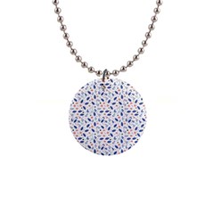 Background Pattern Floral Leaves Flowers 1  Button Necklace by Maspions