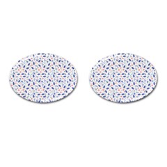 Background Pattern Floral Leaves Flowers Cufflinks (oval)