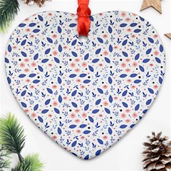 Background Pattern Floral Leaves Flowers Heart Ornament (two Sides)