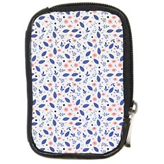 Background Pattern Floral Leaves Flowers Compact Camera Leather Case