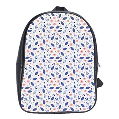 Background Pattern Floral Leaves Flowers School Bag (large)