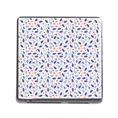 Background Pattern Floral Leaves Flowers Memory Card Reader (square 5 Slot)