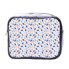 Background Pattern Floral Leaves Flowers Mini Toiletries Bag (one Side)