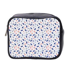 Background Pattern Floral Leaves Flowers Mini Toiletries Bag (two Sides)