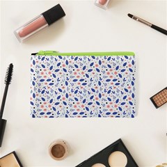 Background Pattern Floral Leaves Flowers Cosmetic Bag (xs)