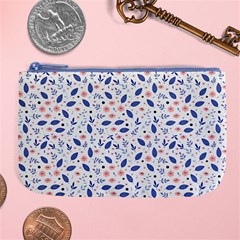 Background Pattern Floral Leaves Flowers Large Coin Purse