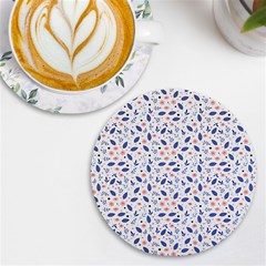 Background Pattern Floral Leaves Flowers Uv Print Round Tile Coaster