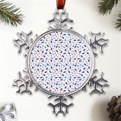 Background Pattern Floral Leaves Flowers Metal Large Snowflake Ornament