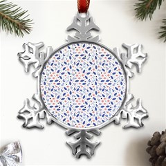 Background Pattern Floral Leaves Flowers Metal Small Snowflake Ornament