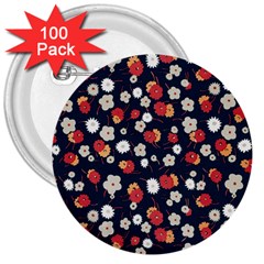 Flowers Pattern Floral Antique Floral Nature Flower Graphic 3  Buttons (100 Pack) 