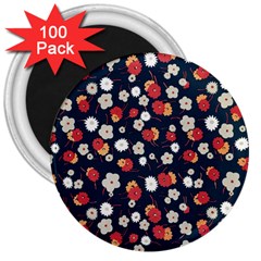 Flowers Pattern Floral Antique Floral Nature Flower Graphic 3  Magnets (100 Pack)