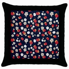 Flowers Pattern Floral Antique Floral Nature Flower Graphic Throw Pillow Case (black)