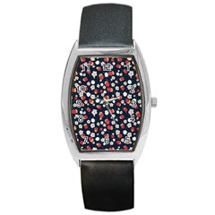 Flowers Pattern Floral Antique Floral Nature Flower Graphic Barrel Style Metal Watch