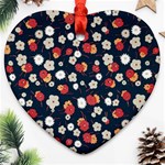 Flowers Pattern Floral Antique Floral Nature Flower Graphic Heart Ornament (Two Sides) Back