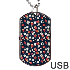 Flowers Pattern Floral Antique Floral Nature Flower Graphic Dog Tag Usb Flash (one Side) by Maspions