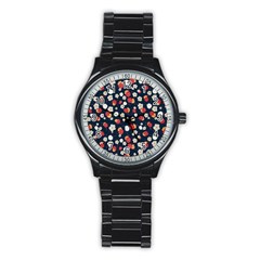 Flowers Pattern Floral Antique Floral Nature Flower Graphic Stainless Steel Round Watch by Maspions