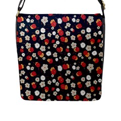 Flowers Pattern Floral Antique Floral Nature Flower Graphic Flap Closure Messenger Bag (l)