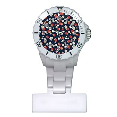 Flowers Pattern Floral Antique Floral Nature Flower Graphic Plastic Nurses Watch