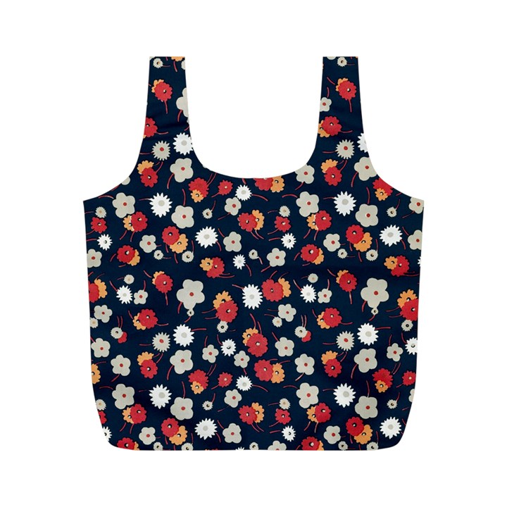 Flowers Pattern Floral Antique Floral Nature Flower Graphic Full Print Recycle Bag (M)