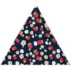 Flowers Pattern Floral Antique Floral Nature Flower Graphic Wooden Puzzle Triangle by Maspions