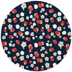 Flowers Pattern Floral Antique Floral Nature Flower Graphic Wooden Puzzle Round