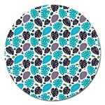 Leaves Monstera Pattern Nature Blue Purple Mauve Flora Magnet 5  (Round) Front