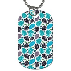 Leaves Monstera Pattern Nature Blue Purple Mauve Flora Dog Tag (one Side)