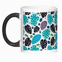 Leaves Monstera Pattern Nature Blue Purple Mauve Flora Morph Mug by Maspions