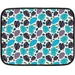 Leaves Monstera Pattern Nature Blue Purple Mauve Flora Two Sides Fleece Blanket (mini)