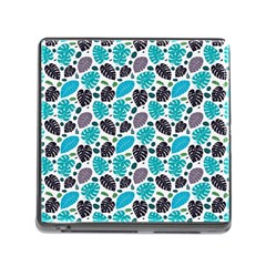 Leaves Monstera Pattern Nature Blue Purple Mauve Flora Memory Card Reader (square 5 Slot)