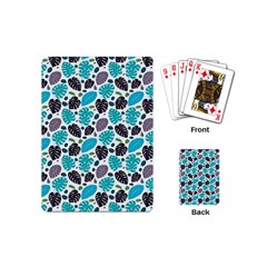 Leaves Monstera Pattern Nature Blue Purple Mauve Flora Playing Cards Single Design (mini)