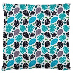 Leaves Monstera Pattern Nature Blue Purple Mauve Flora Large Cushion Case (two Sides)