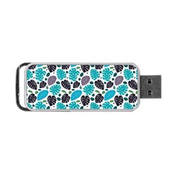 Leaves Monstera Pattern Nature Blue Purple Mauve Flora Portable Usb Flash (two Sides) by Maspions