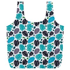 Leaves Monstera Pattern Nature Blue Purple Mauve Flora Full Print Recycle Bag (xxl) by Maspions