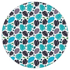 Leaves Monstera Pattern Nature Blue Purple Mauve Flora Round Trivet