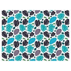 Leaves Monstera Pattern Nature Blue Purple Mauve Flora Two Sides Premium Plush Fleece Blanket (baby Size)