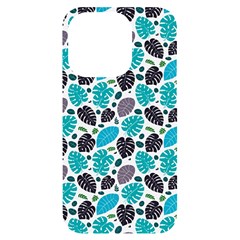 Leaves Monstera Pattern Nature Blue Purple Mauve Flora Iphone 14 Pro Black Uv Print Case by Maspions