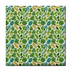 Leaves Tropical Background Pattern Green Botanical Texture Nature Foliage Tile Coaster